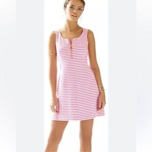 Lilly Pulitzer Nicolette Dress in Hotty Pink Ottoman Stripes‎ M